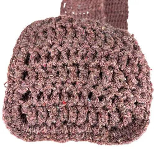 Handmade Hand Knit Grandma Wool Blend Soft Chunky Mauve Long Scarf w Pockets Boho Cozy - Image 9