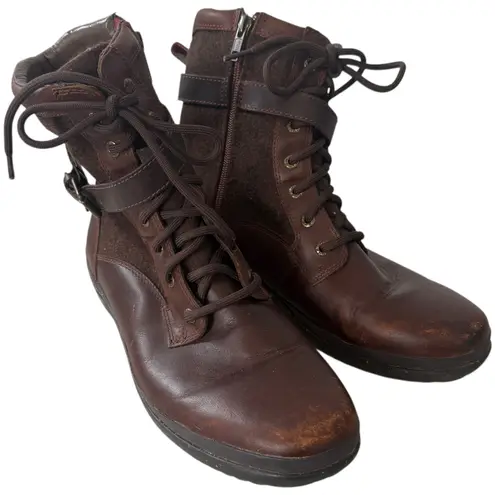 UGG  Kesey Waterproof Leather Snow Winter Boots Brown Lace Buckle Womens 9.5