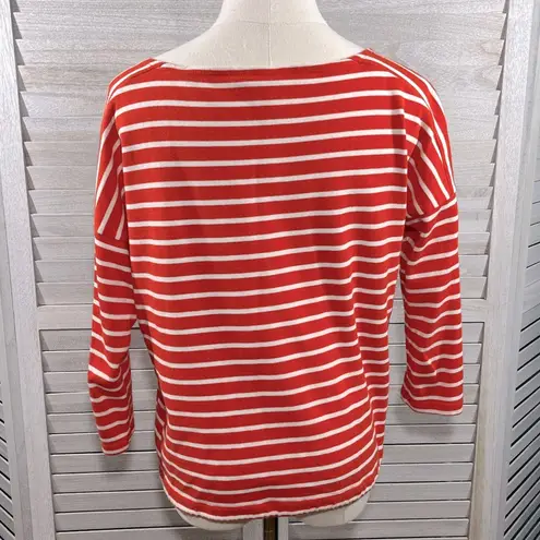 Joe Fresh  Boatneck 3/4 Sleeve T-Shirt Orange/White Stripes-Medium