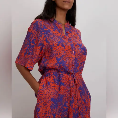 The Kit Issa Jumpsuit in Ecovero Viscose Crepe Orange Complication Print Small