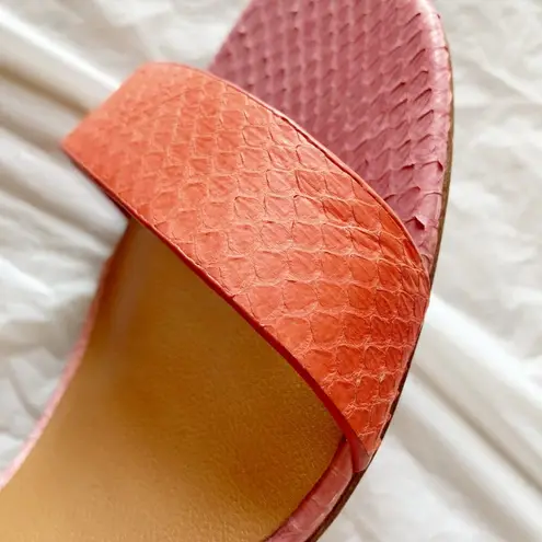 10 Crosby by Derek Lam pink watermelon snake print ankle buckle heeled sandals Size 9.5