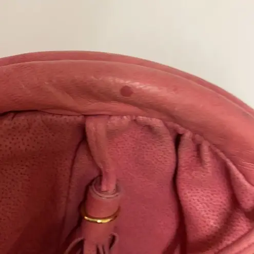 Vintage Valley Girl Pink Leather Clam Shell Crossbdy Bag A27