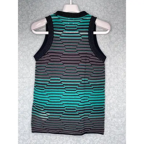 Missoni Black Gray Green Crew Neck Sleeveless Striped Knit Top Size 6