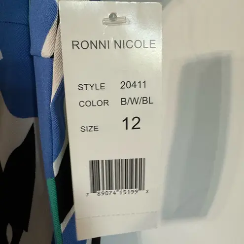 Ronni Nicole Abstract Print Shell Dress Size 12 Green/Blue NWT