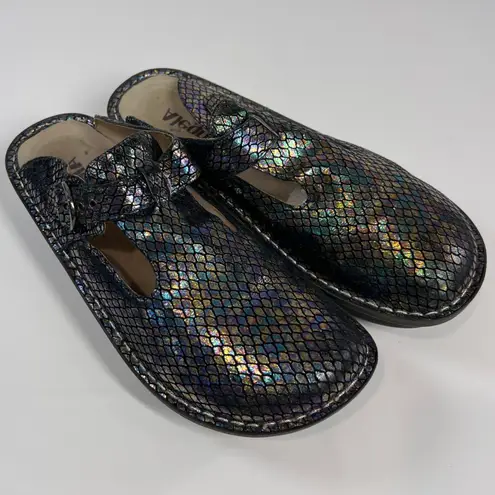 Alegria ALG-715 Mary Jane Clogs Women's 41 Black Iridescent Leather Comfort