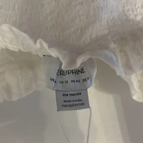 NWT Seraphine White Sleeveless Shirred Cropped Blouse Top Size 12