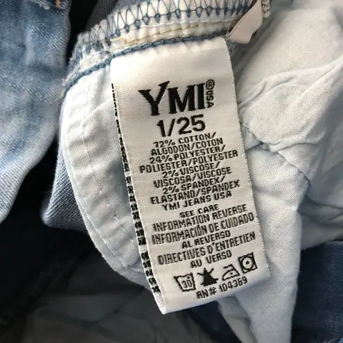 Ymi Womens Jeans Curvy Fit High Rise Skinny Medium Wash Distressed Stretch 1/25