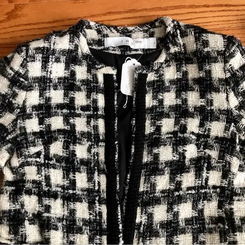 IRO Pelipa Blazer Houndstooth Tweed Open Black White Jacket Women’s Size 2 (32)