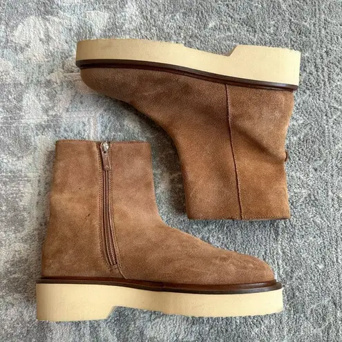 Aquatalia Maddie Whiskey Suede Platform Bootie Size 6.5 NWT Water‑Resistant