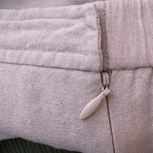 Covington Vintage Petite Khaki Beige Linen blend Midi skirt Size 12P Womens