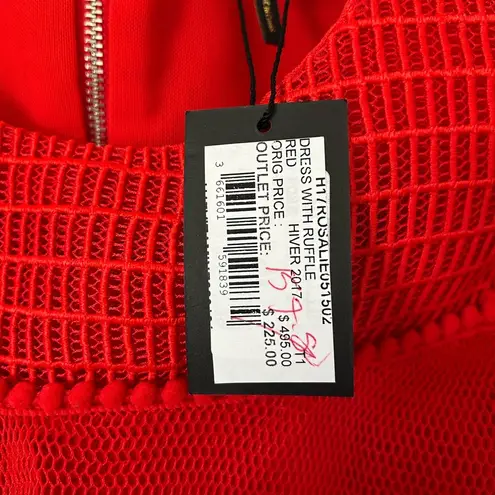 Maje Rosalie Red Ruffle Dress sz small