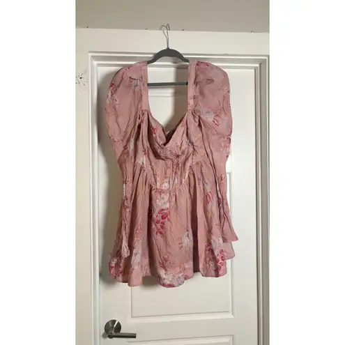 Evermore Corset Soft Pink Floral Mini Dress Bardot Size 10