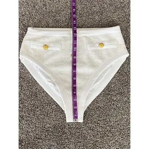 Beach Riot High-Waisted White Textured Bikini Bottom – Size Large