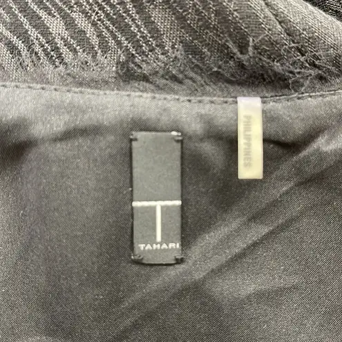 T Tahari Black Animal Print Sleeveless V-Neck Belted Midi Dress Size 4