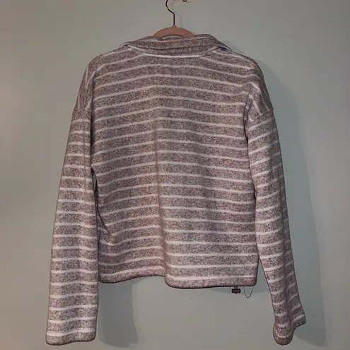 Thread and Supply  Pink Striped Quarter-zip Pull Over Sweatshirt