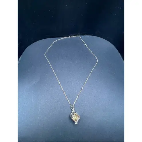 Silver Tone Tree Cage Box Glow in the Dark Necklace