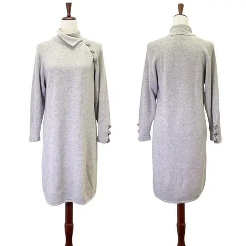 St. John Vintage Wool Sweater Dress Long Sleeve Midi Light Heather Gray Size 12