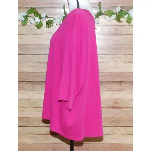 Liz&Me Pink Short Sleeve Knit Top Size 3X 26W 28W Stretch Mock Bling Undershirt