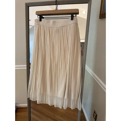 Metrowear New York Metrowear Pleated Chiffon Midi Skirt Beige Pearl Waist PXL Black Size undefined