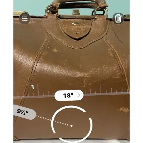 Vintage Leather Doctors Bag With Brass Hardware & Handle