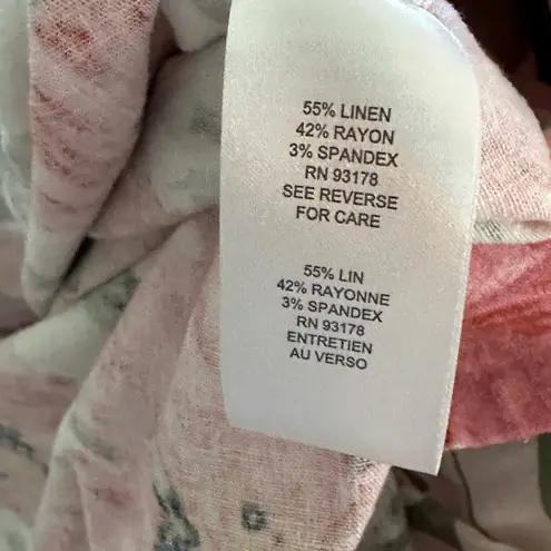 Tahari Linen Blend Floral Shirt Dress Sleeveless Size 8