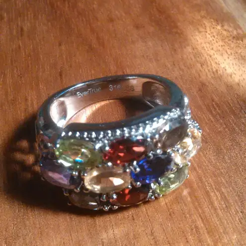 Multi Gemstone Stainless Steel Ring (Size 7)