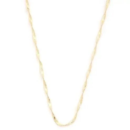Twisted Flat Snake Link Gold 14 Inch Chain Necklace