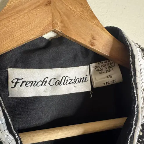French Collizioni Jacket Womens Medium Beaded Sequin Embroidered India Black