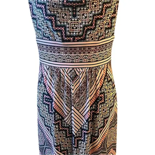 London Times Multicolor Medallion Halter Pleated Maxi Dress Size 8