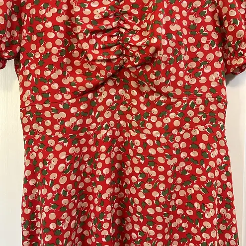 Allegra K Cherry Ruched Chest Midi Dress - Size Medium