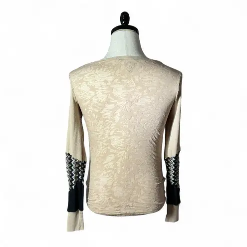 BKE Long Sleeve Textured Knit Sweater Beige Size M Western Boho