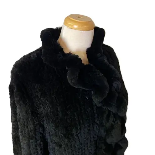 #700 TRILOGY Vegan Mink Fur Short Jacket Black Size L