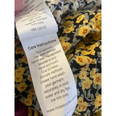 Motel Mala Mini Babydoll Slip Dress Ditsy Floral Milkmaid Size Small S Yellow