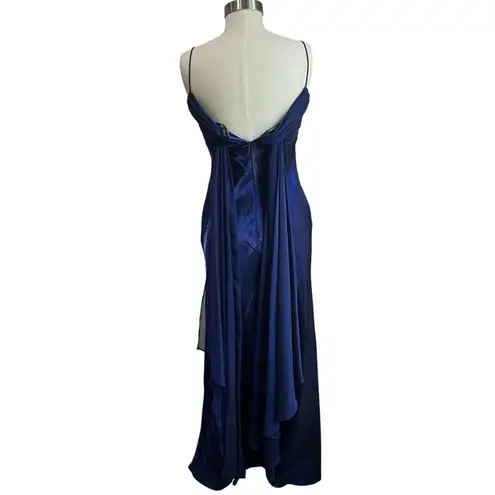Vintage 90s Royal Blue Shimmer Iridescent Prom Formal Prom Dress Sz 6