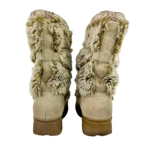 Minnetonka  Womens Faux Fur Leather Boot Sz 7 Tan Western Aztec