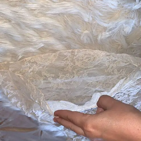 Cream Ivory Colored Sheer Lace Blouse / Top with Open Sides