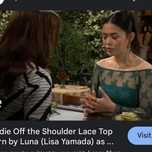 Elodie Green Lace Off The Shoulder Going Out Top size Medium