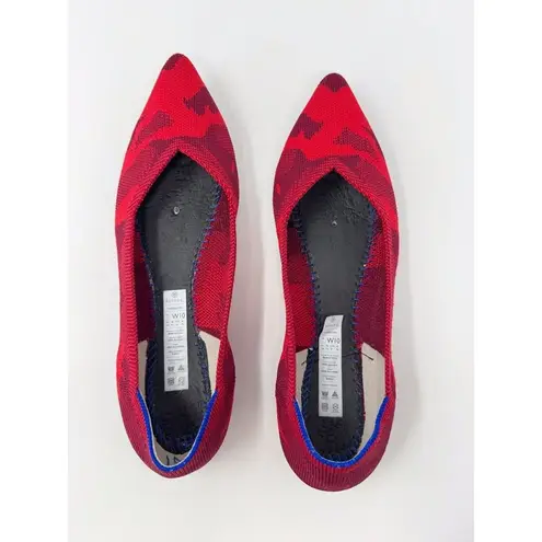 Rothy's The Point Womens Ballet Flats Red Camouflage Slip On Loafer Comfort US 10