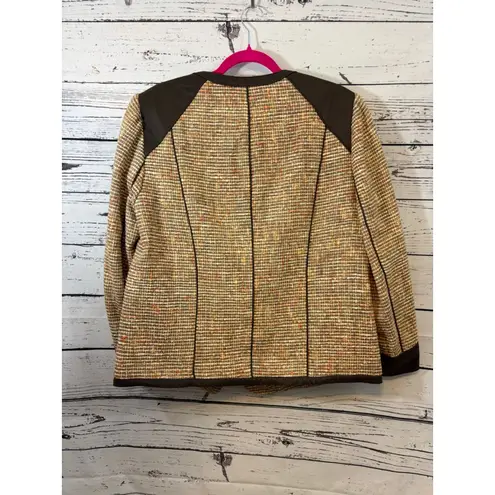 Doncaster Women's Brown Tweed Blazer Jacket 12W Dark Brown Trim