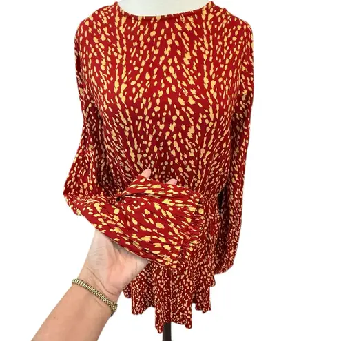 XIX Palms Nairobi Terrace Rust Gold Mini Dress Size Large Red