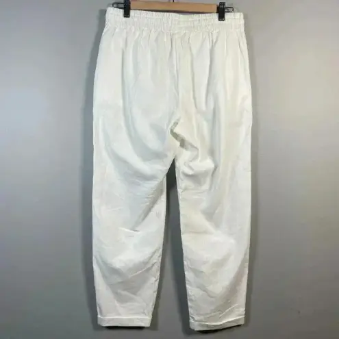 J Crew New Seaside Pant Women White Linen Blend Pull On Pockets Travel Size 8