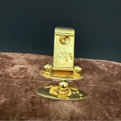 Vintage COMECO Brown Suede Leather Quilted Chain Vanity Bag