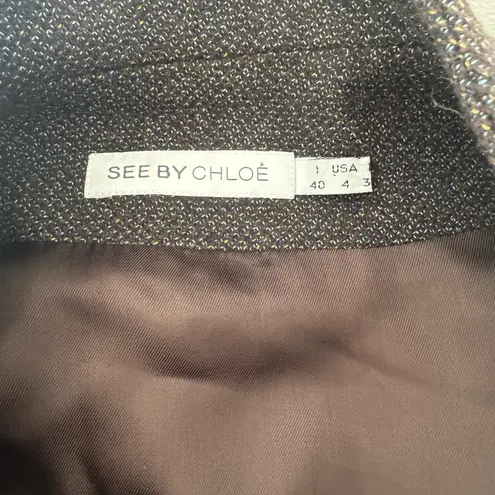 See By Chloe Blazer Brown Wool Blend Side Slits Career Office Luxe Size 4