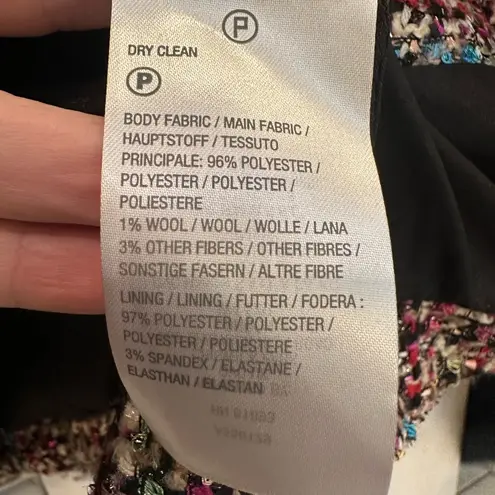 Dennis Basso Dennis by Tweed Wool Blazer Jacket Ivory Multicolor Rainbow Size 2