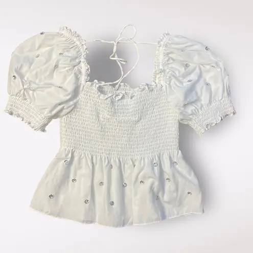 Hill House Home Jeweled Jammie Top Size XS White