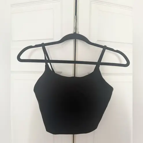 Amazon  Black Tank Top Long Crop Built in Bra Cami Active Top Size Medium