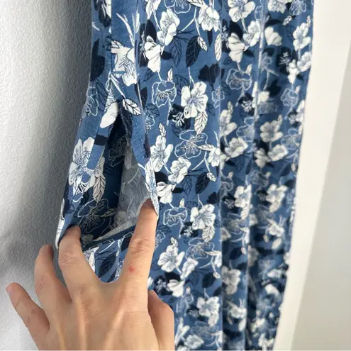 Duluth Trading Co. To 'n' Flow Floral Stretchy Knit Maxi Dress Blue Sz L Size L