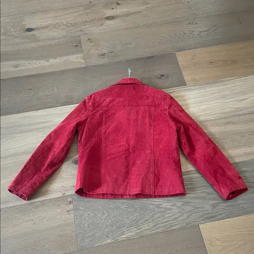 Clio Petites Cherry Red Suede Leather Jacket Size 12