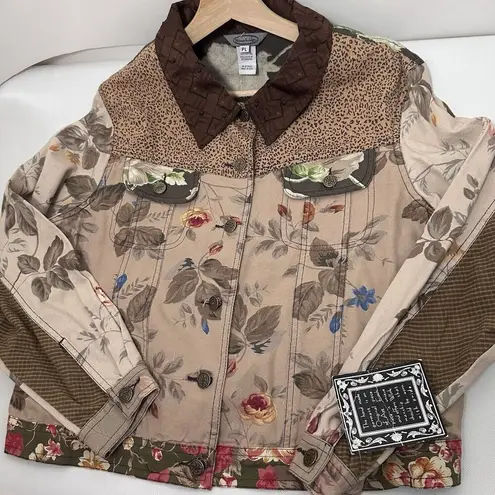 Stonebridge Jacket Vintage 90s Mixed Media Artsy Lagen Trucker Patchwork Boho PL Brown Size undefined