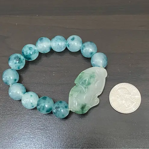 Handmade Pi Xiu Green Chalcedony Beads Natural Gemstone Lucky Bracelet One Size
